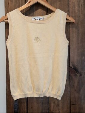 Vintage 90's Calvin Klein Sport Monogram Sleeveless Sweater Vest Cream XS / S